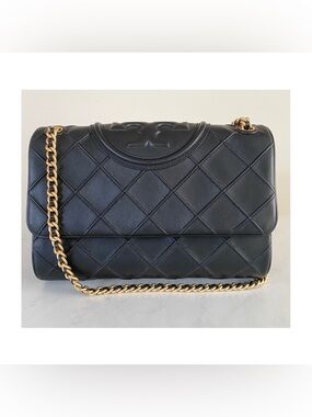 Tory Burch Fleming Soft Convertible Shoulder Bag - Black Leather